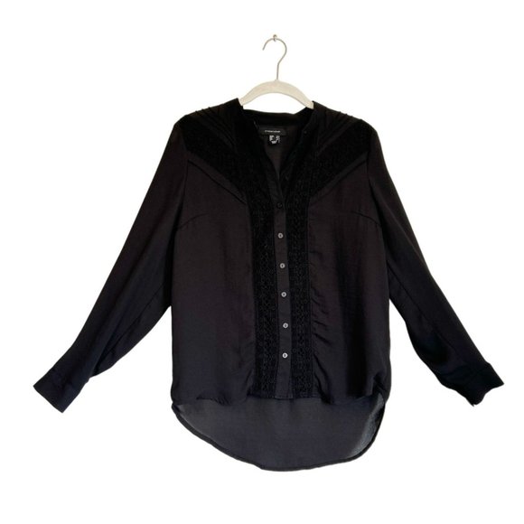 Atmosphere Women's Long Sleeve Crochet Accent Blouse in Black - Sz12 - Picture 1 of 6